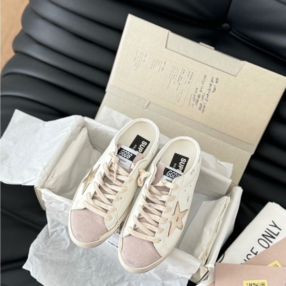 Golden Goose Off-White and Beige Superstar Sneakers - Picture 2 of 9